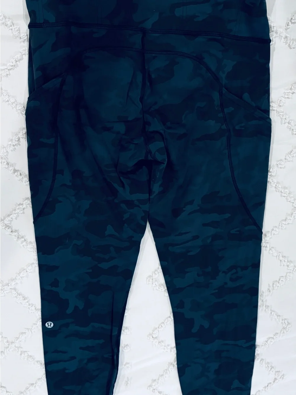 lululemon Black Athletic Leggings with Subtle Camo Detail